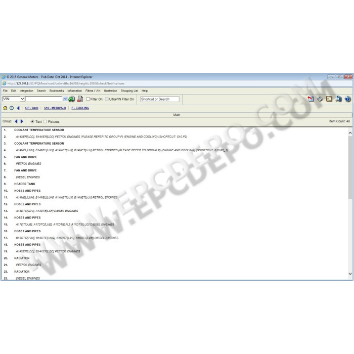 OPEL / VAUXHALL EUROPE EPC PARTS CATALOG 2015