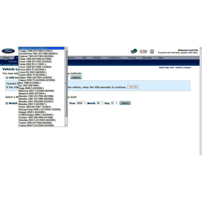 FORD EUROPE ETIS 2008 SERVICE & REPAIR