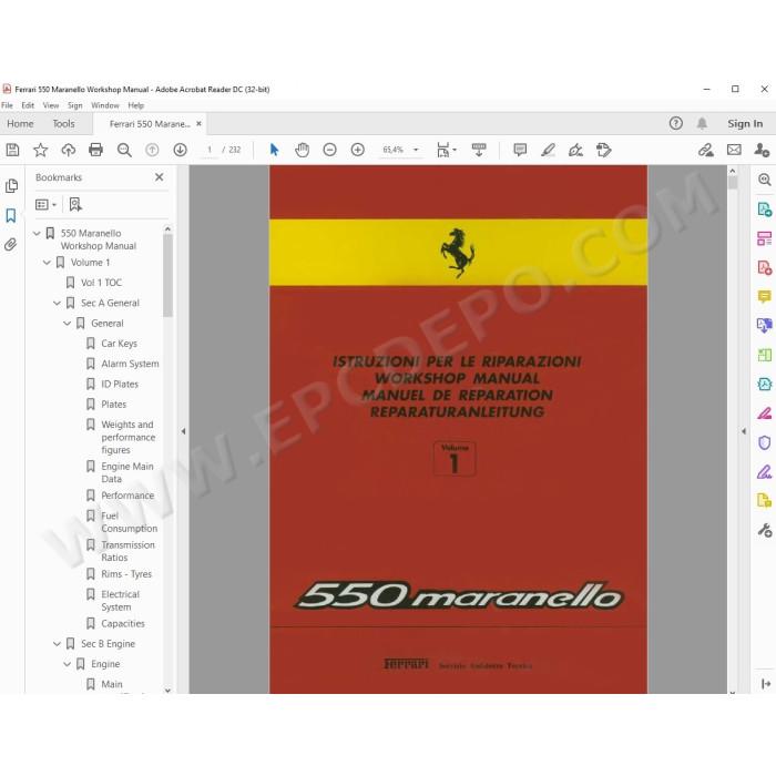 Ferrari 550 Maranello 1996 - 2001 workshop service manual