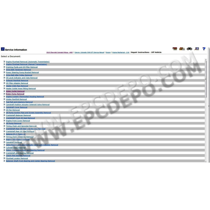 GENERAL MOTORS GM ESI SERVICE INFORMATION CATALOG 2010