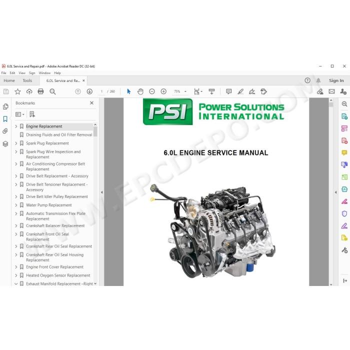 General Motors GM PSI 6.0L gasoline engine service manual