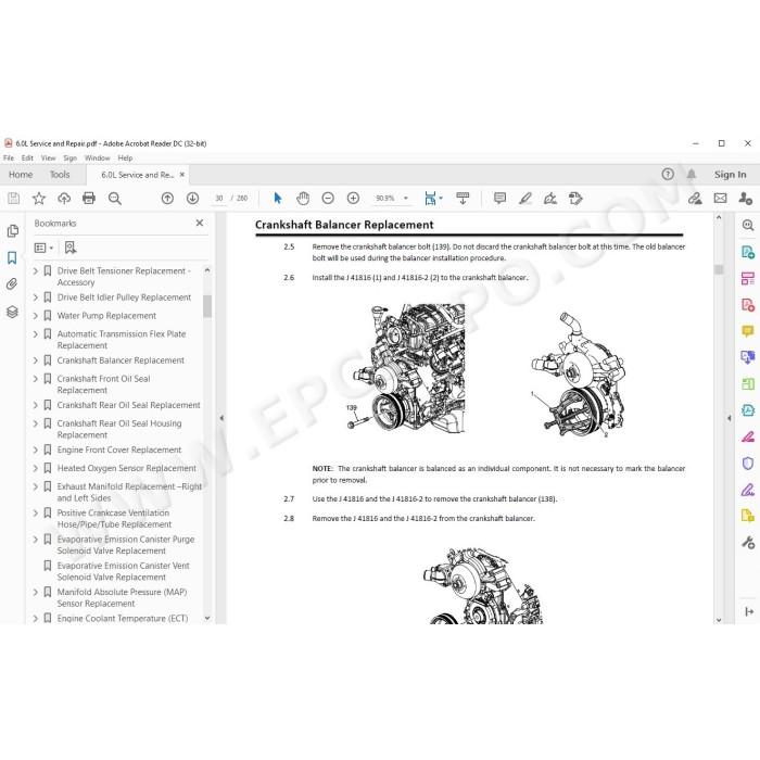General Motors GM PSI 6.0L gasoline engine service manual