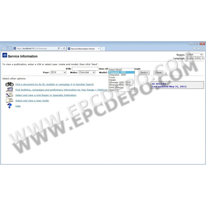 GENERAL MOTORS GM ESI SERVICE INFORMATION CATALOG 2013
