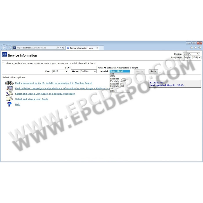 GENERAL MOTORS GM ESI SERVICE INFORMATION CATALOG 2013