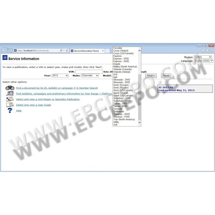 GENERAL MOTORS GM ESI SERVICE INFORMATION CATALOG 2013
