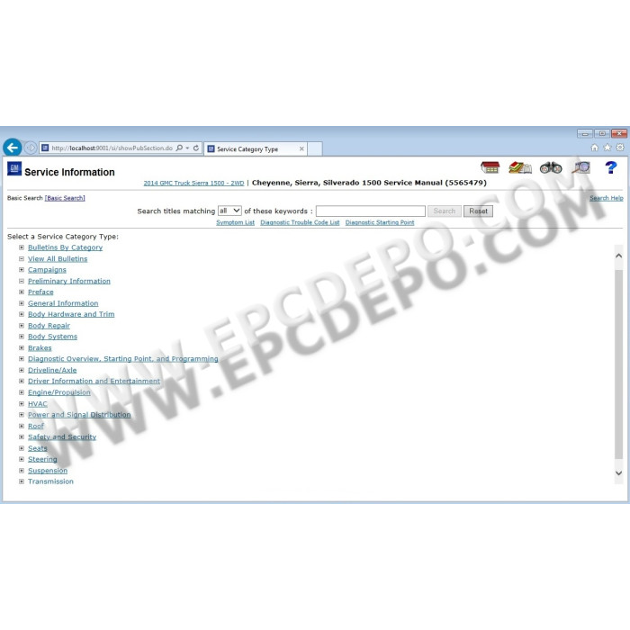 GENERAL MOTORS GM ESI SERVICE INFORMATION CATALOG 2013