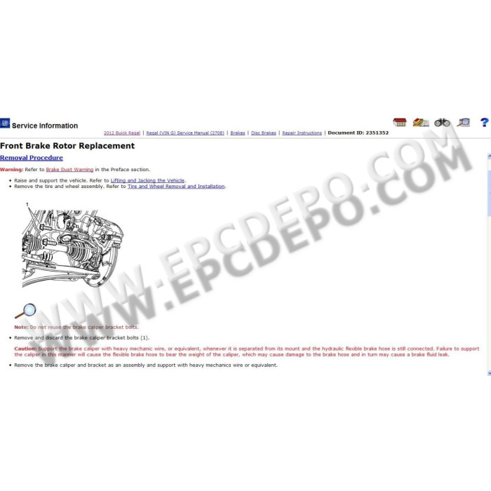 GENERAL MOTORS GM ESI SERVICE INFORMATION CATALOG 2012