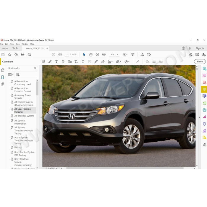 HONDA CRV 2012 - 2016 SERVICE & REPAIR MANUAL