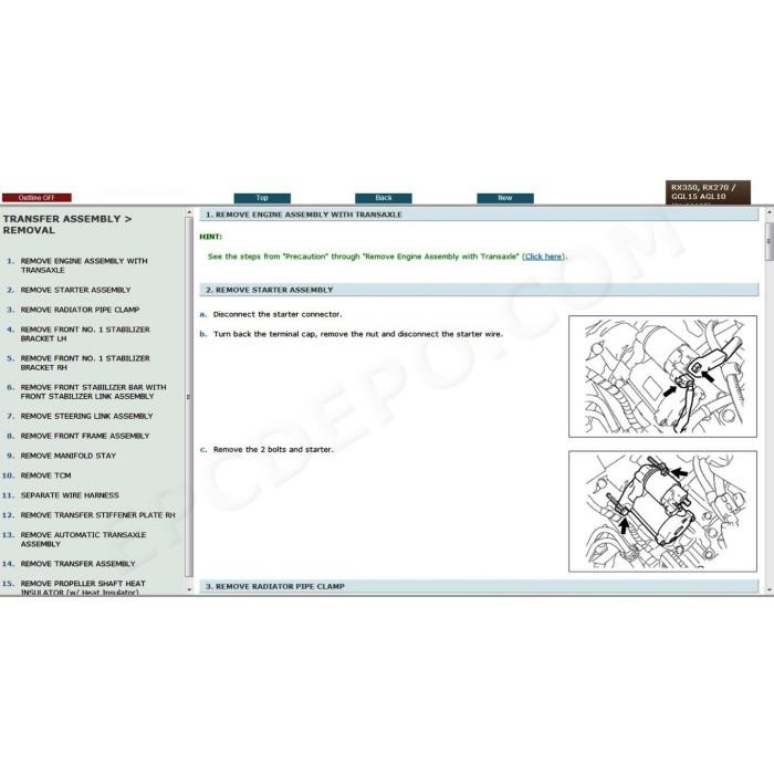 LEXUS RX270 / RX350 2012 - 2015 SERVICE & REPAIR MANUAL