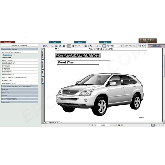 LEXUS RX400h HYBRID 2005 - 2009 SERVICE & REPAIR MANUAL