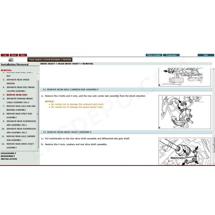 LEXUS RX400h HYBRID 2005 - 2009 SERVICE & REPAIR MANUAL