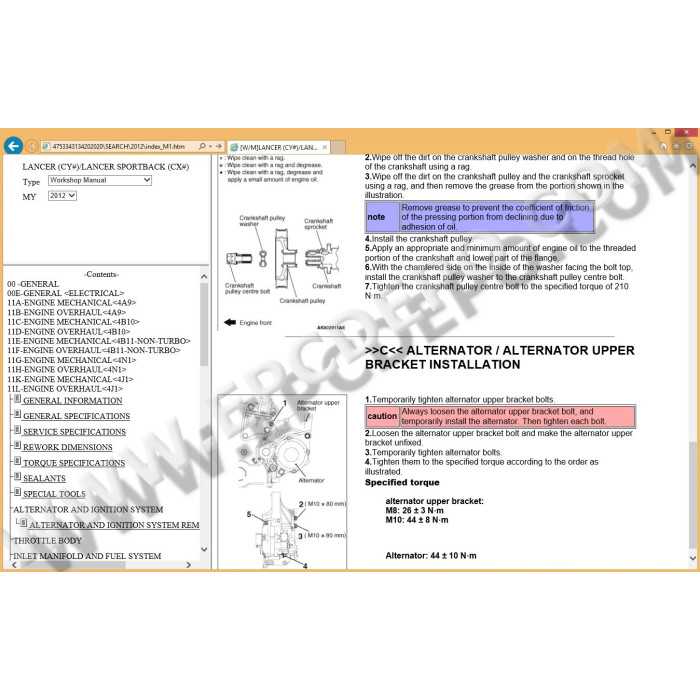 MITSUBISHI LANCER 2007 - 2015 SERVICE MANUAL
