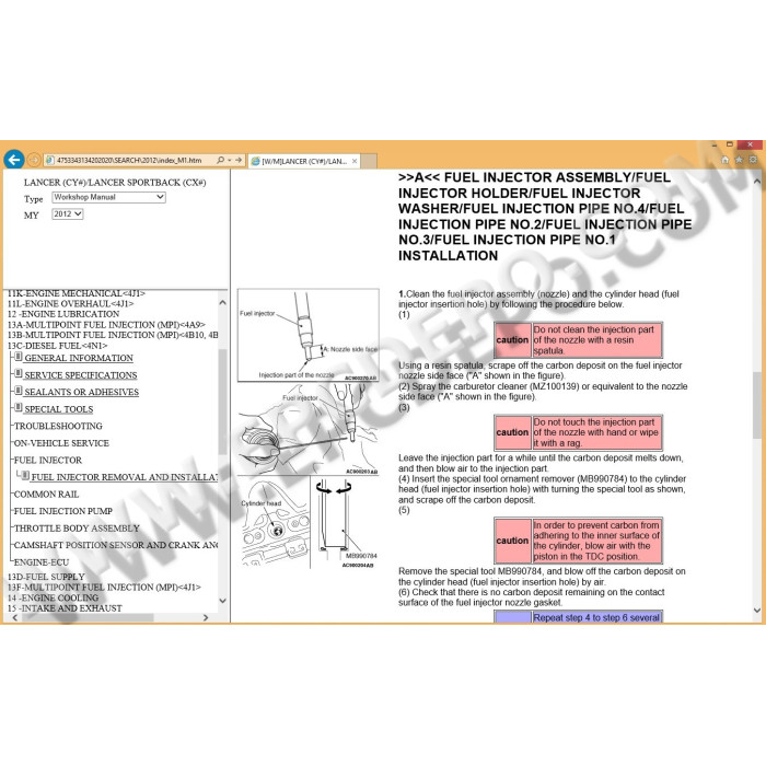 MITSUBISHI LANCER 2007 - 2015 SERVICE MANUAL