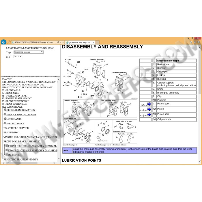 MITSUBISHI LANCER 2007 - 2015 SERVICE MANUAL