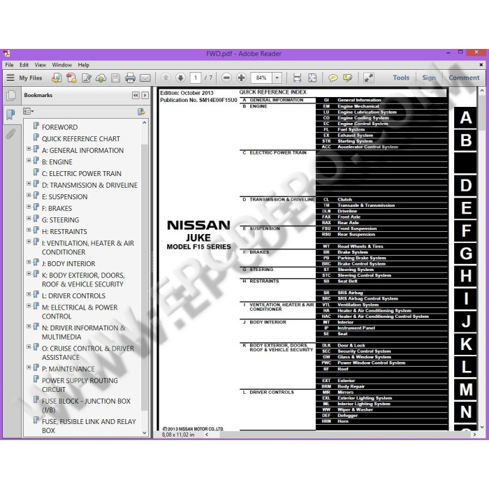 NISSAN JUKE F15 2010 - 2017 SERVICE MANUAL