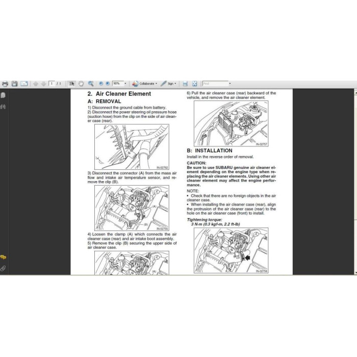 SUBARU LEGACY / OUTBACK 2009 - 2014 SERVICE MANUAL