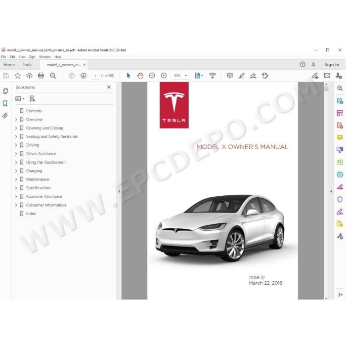 TESLA MODEL X 2016 - 2022 PARTS + SERVICE MANUAL