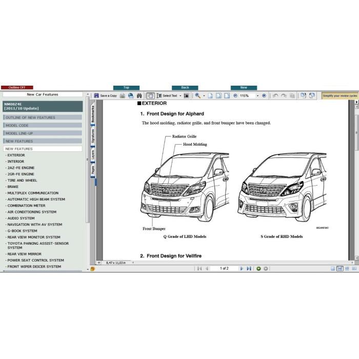 TOYOTA ALPHARD / VELLFIRE 2008 - 2014 SERVICE & REPAIR MANUAL