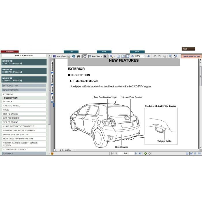 TOYOTA AURIS / COROLLA DIESEL 2006 - 2012 SERVICE & REPAIR MANUAL