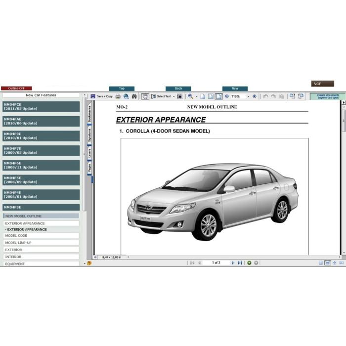 TOYOTA AURIS / COROLLA DIESEL 2006 - 2012 SERVICE & REPAIR MANUAL