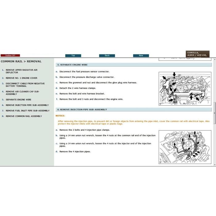 TOYOTA AURIS / COROLLA DIESEL 2006 - 2012 SERVICE & REPAIR MANUAL