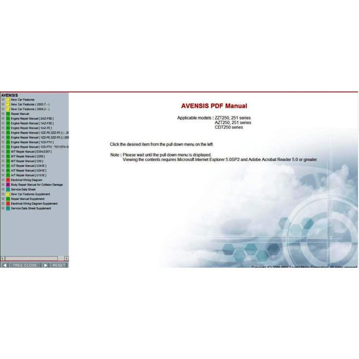 TOYOTA AVENSIS T25 2003 - 2008 SERVICE & REPAIR MANUAL