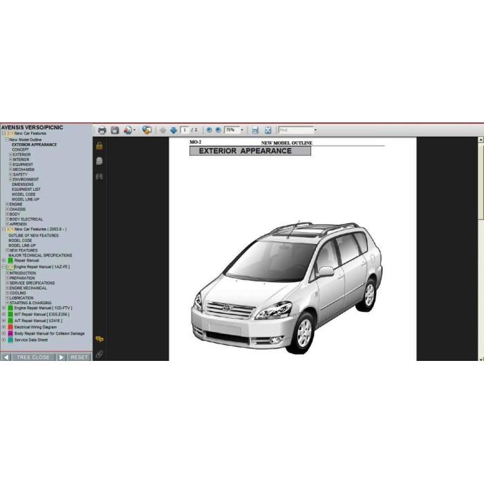 TOYOTA AVENSIS VERSO / PICNIC 2001 - 2005 SERVICE & REPAIR MANUAL