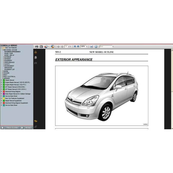 TOYOTA COROLLA VERSO 2004 - 2009 SERVICE & REPAIR MANUAL