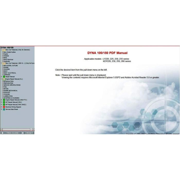 TOYOTA DYNA 100 / 150 2001 - 2007 SERVICE & REPAIR MANUAL