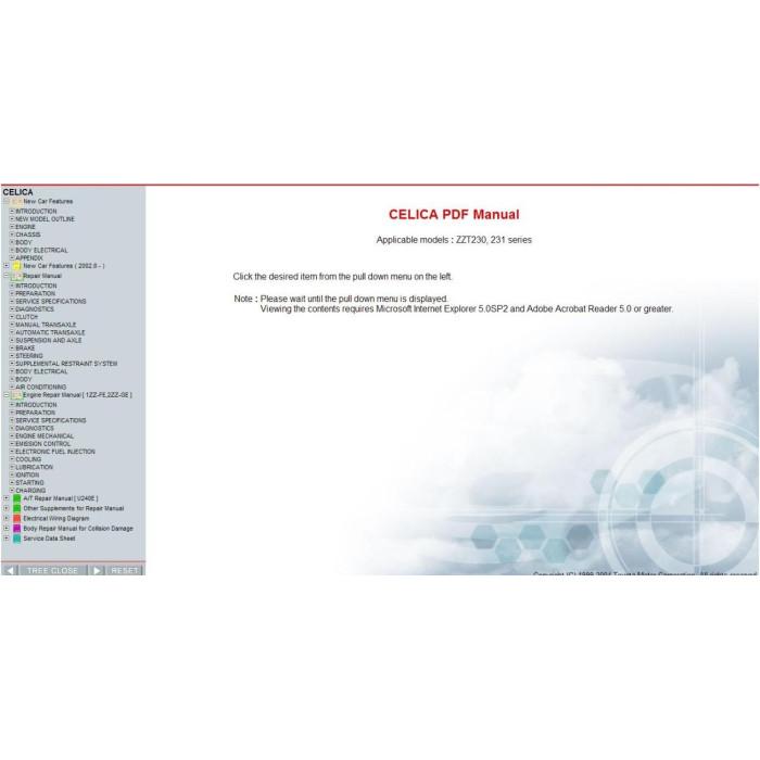TOYOTA CELICA 1999 - 2005 SERVICE & REPAIR MANUAL