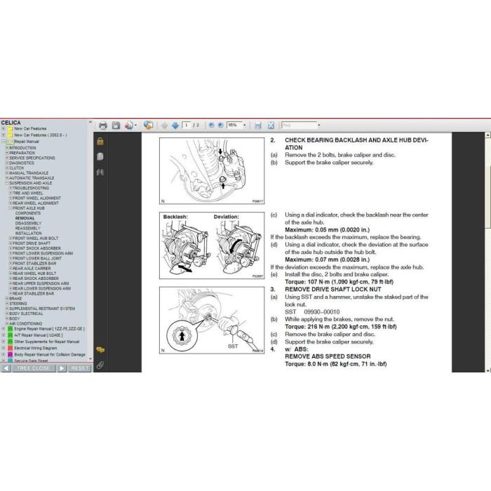 TOYOTA CELICA 1999 - 2005 SERVICE & REPAIR MANUAL