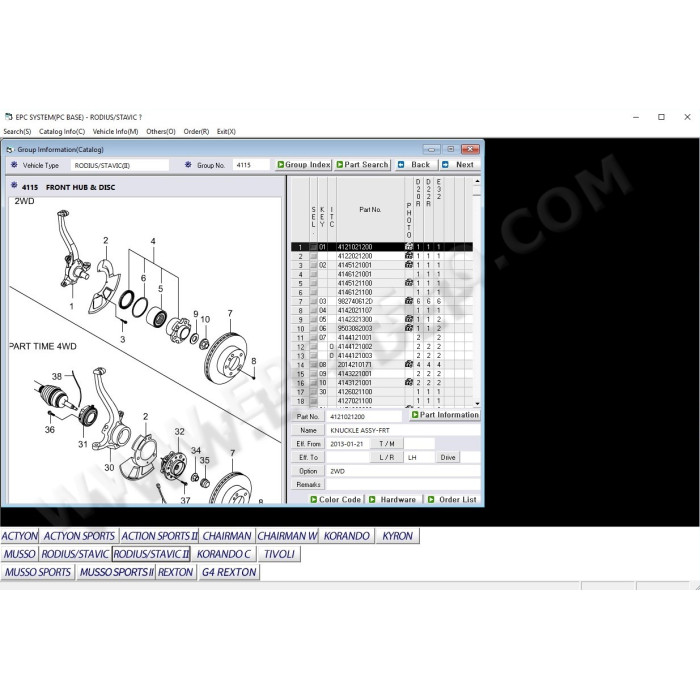 SSANG YONG EPC PARTS CATALOG 2019