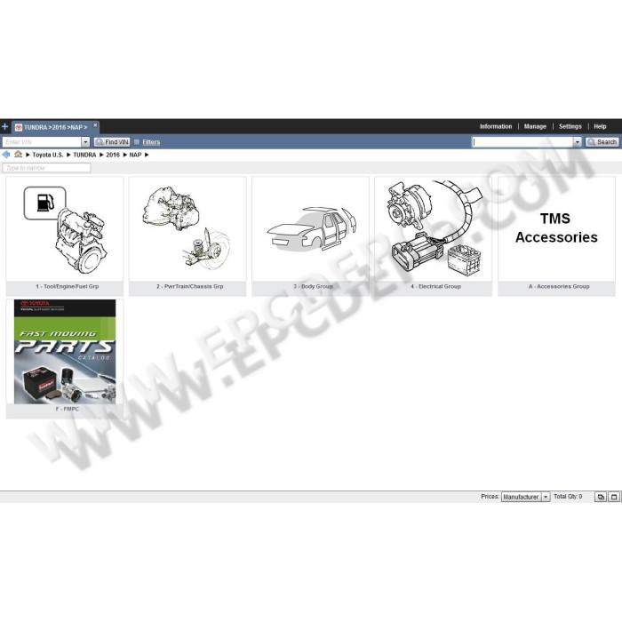 Toyota North America TMCUS EPC parts catalog 2015