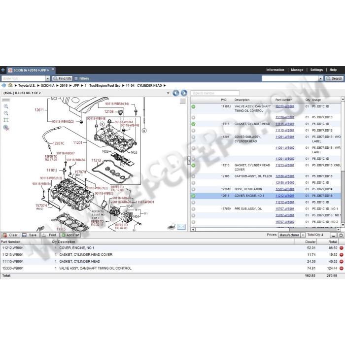 Toyota North America TMCUS EPC parts catalog 2015