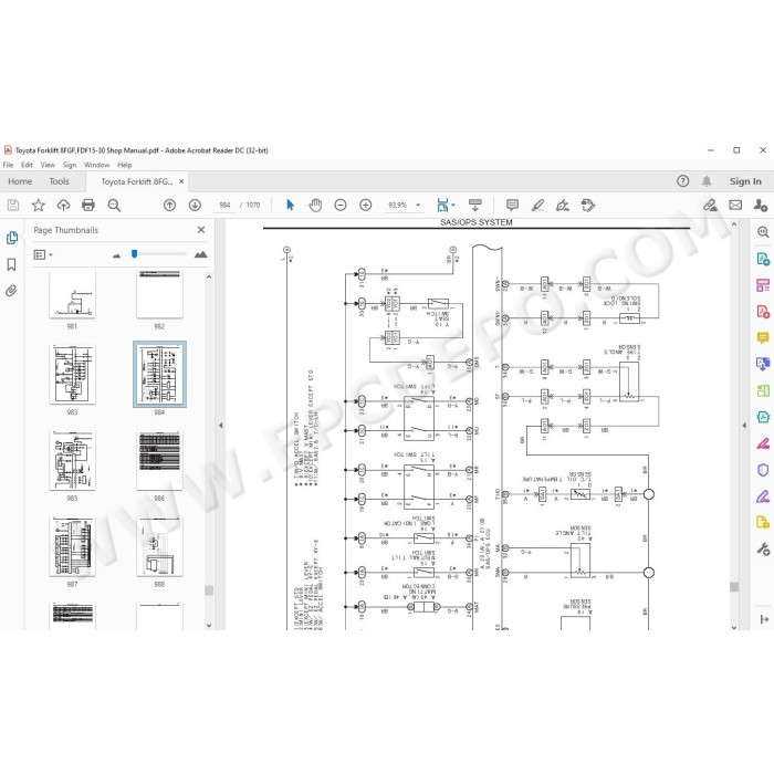 Toyota Forklift 8FGF 8FDF 15-30 series service manual