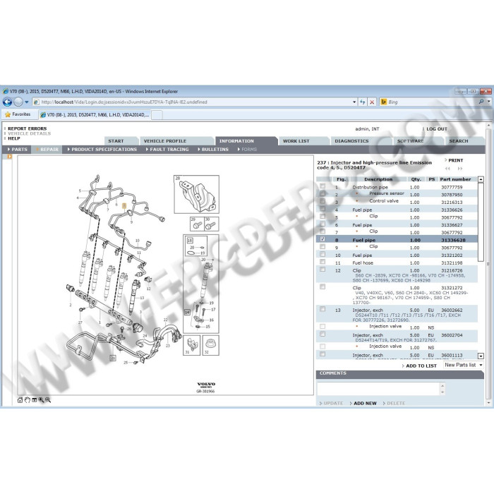 VOLVO VIDA CARS 2014D PARTS CATALOG + SERVICE