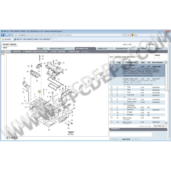 VOLVO VIDA CARS 2014D PARTS CATALOG + SERVICE