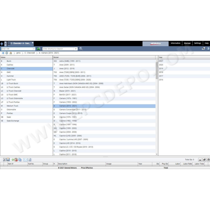 General Motors GM IO International EPC parts catalog 12.2020