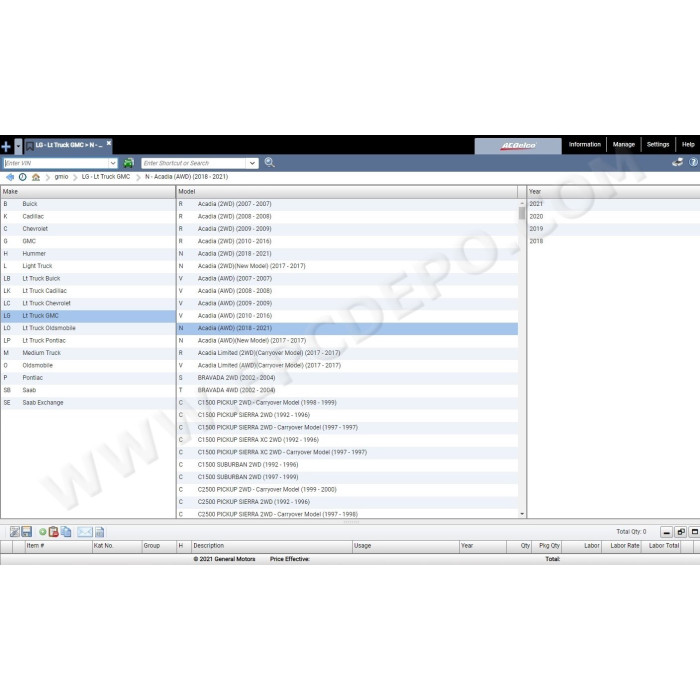 General Motors GM IO International EPC parts catalog 12.2020