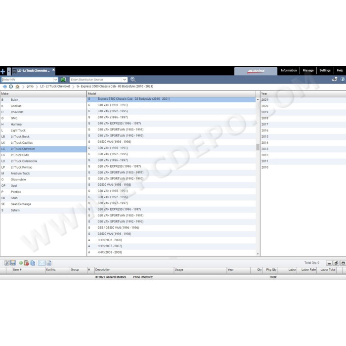 General Motors GM IO International EPC parts catalog 12.2020