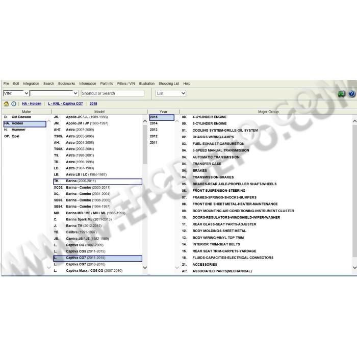 General Motors GM Holden Australia EPC parts catalog 2015