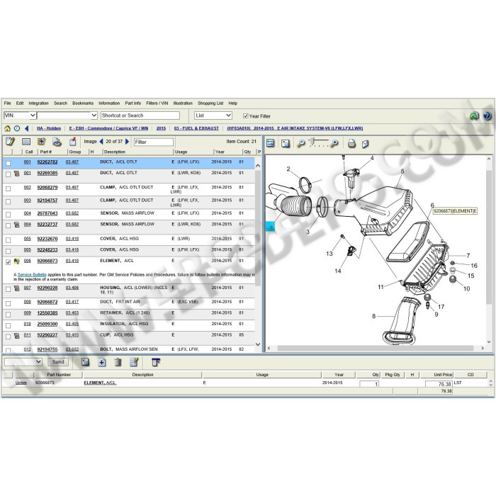 General Motors GM Holden New Zealand EPC parts catalog 2015