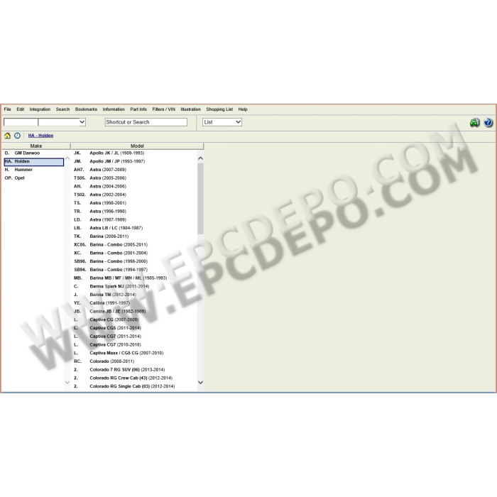 General Motors GM Holden Australia EPC parts catalog 2014