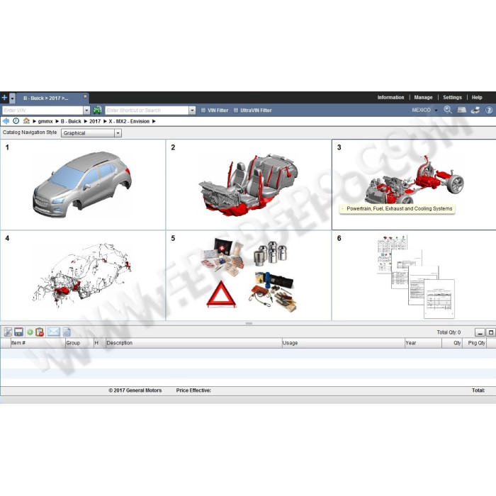 General Motors GM MX Mexico EPC parts catalog 2017