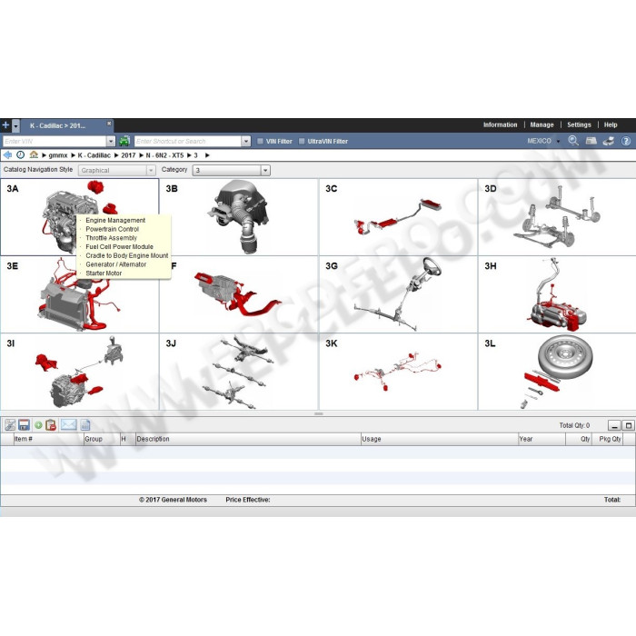 General Motors GM MX Mexico EPC parts catalog 2017
