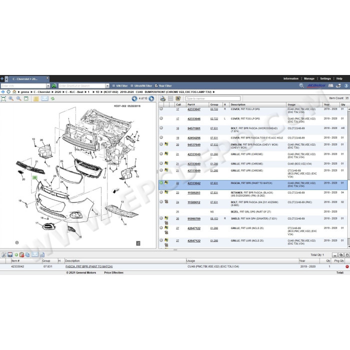 General Motors GM MX Mexico EPC parts catalog 2019