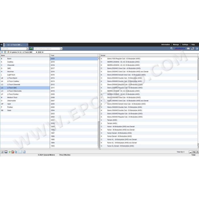 General Motors GM MX Mexico EPC parts catalog 2019