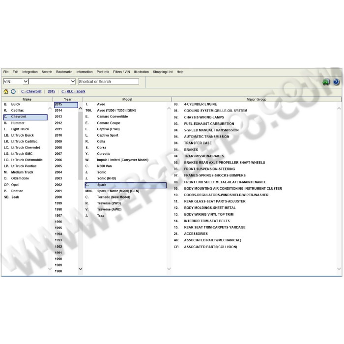 General Motors GM MX Mexico EPC parts catalog 2015
