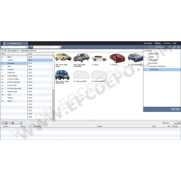 General Motors GM SA South America EPC spare parts catalog 2017