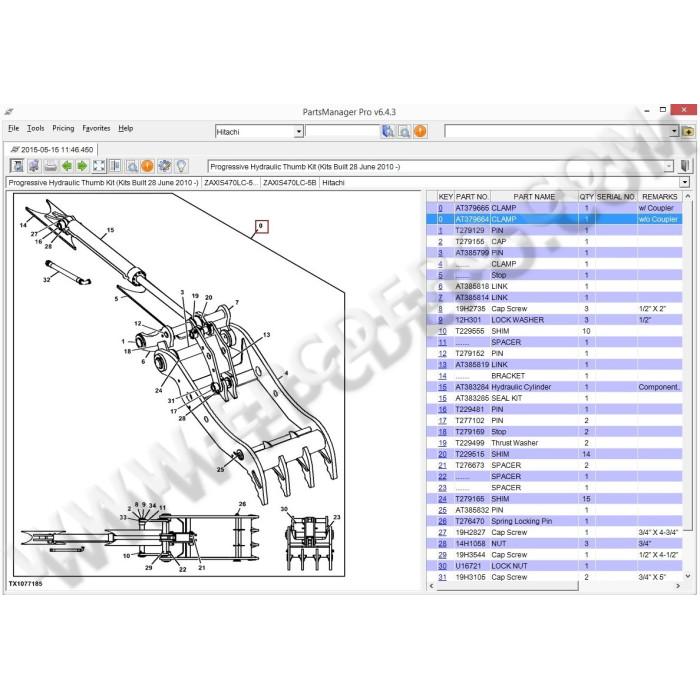 Hitachi Parts Manager Pro EPC parts catalog 2015